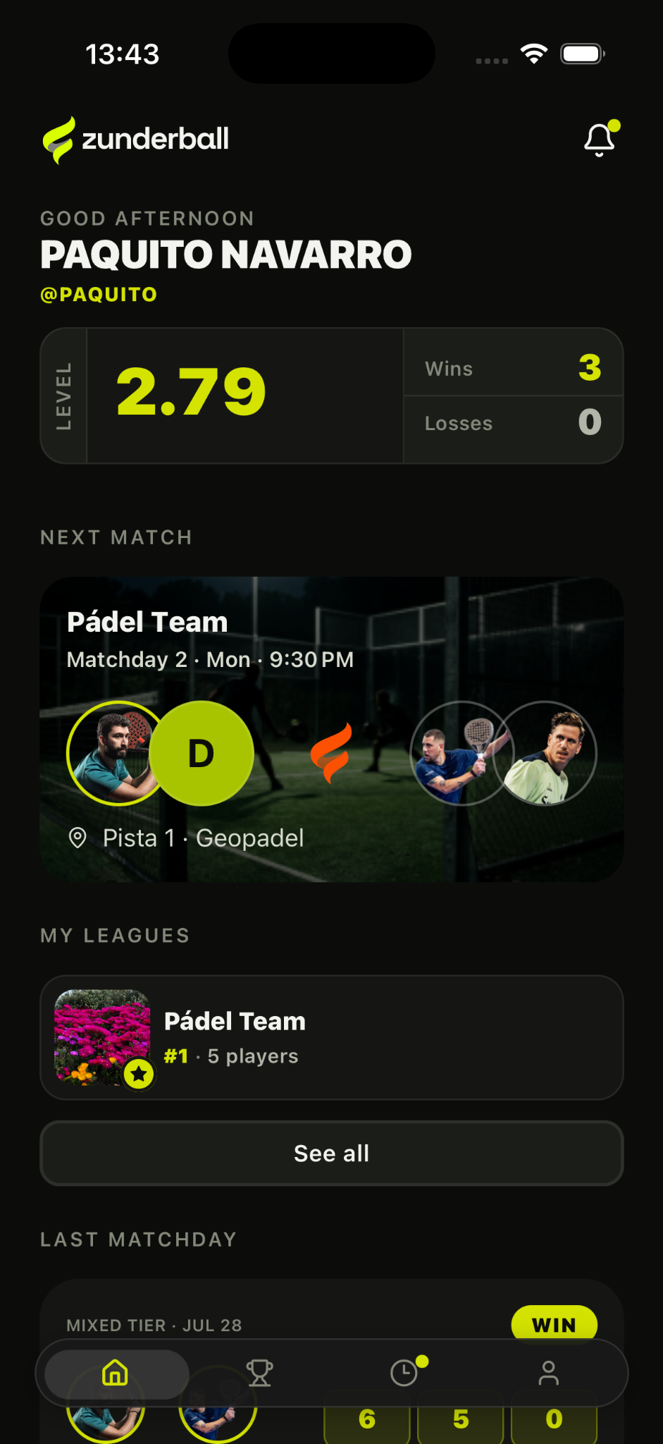 Inicio de Zunderball Player